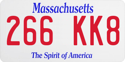 MA license plate 266KK8