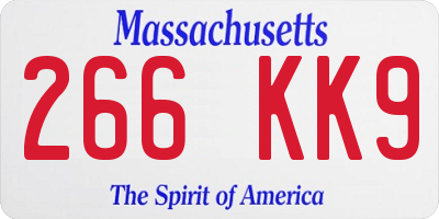 MA license plate 266KK9