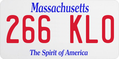 MA license plate 266KL0