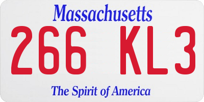 MA license plate 266KL3