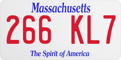MA license plate 266KL7