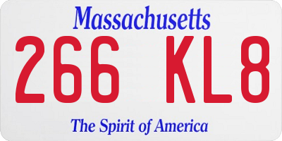 MA license plate 266KL8
