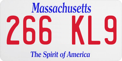 MA license plate 266KL9