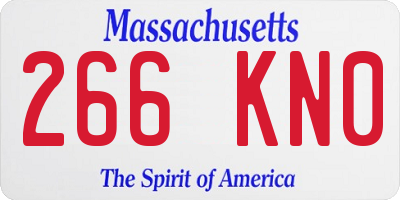 MA license plate 266KN0