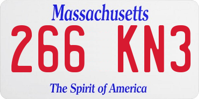 MA license plate 266KN3