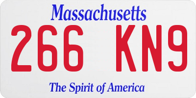 MA license plate 266KN9