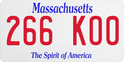 MA license plate 266KO0