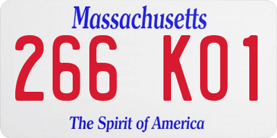 MA license plate 266KO1