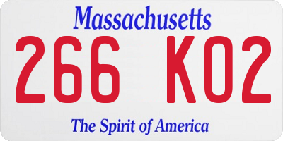 MA license plate 266KO2