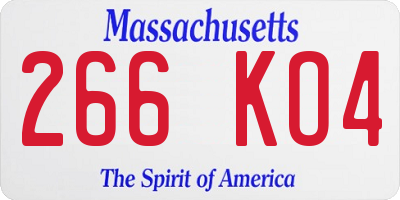 MA license plate 266KO4