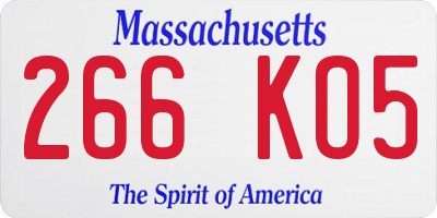 MA license plate 266KO5