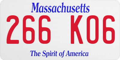 MA license plate 266KO6