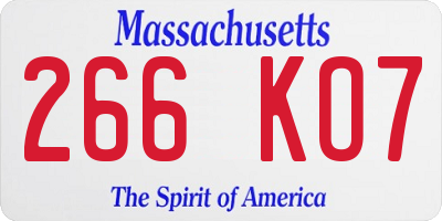 MA license plate 266KO7