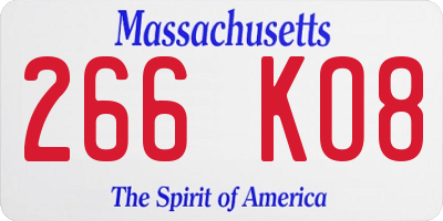MA license plate 266KO8