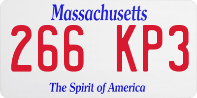 MA license plate 266KP3