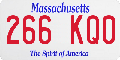 MA license plate 266KQ0