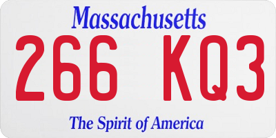 MA license plate 266KQ3
