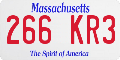 MA license plate 266KR3