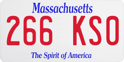 MA license plate 266KS0