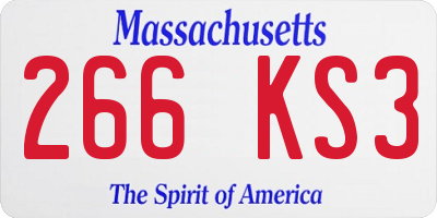 MA license plate 266KS3