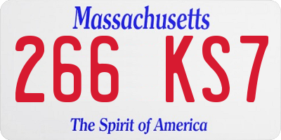 MA license plate 266KS7