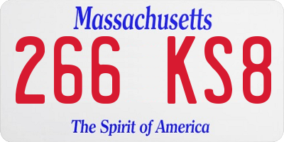 MA license plate 266KS8