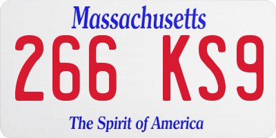 MA license plate 266KS9