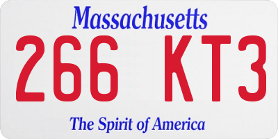 MA license plate 266KT3