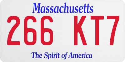 MA license plate 266KT7