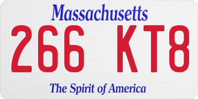 MA license plate 266KT8