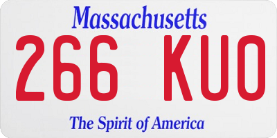 MA license plate 266KU0