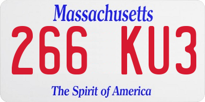 MA license plate 266KU3