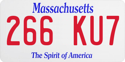 MA license plate 266KU7