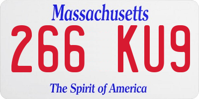 MA license plate 266KU9