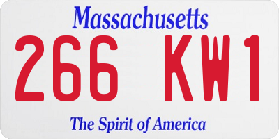 MA license plate 266KW1
