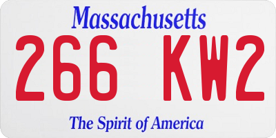 MA license plate 266KW2