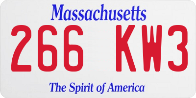 MA license plate 266KW3