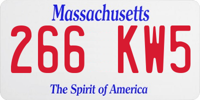 MA license plate 266KW5