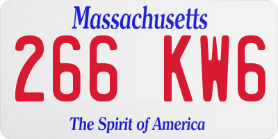 MA license plate 266KW6