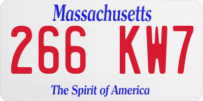 MA license plate 266KW7
