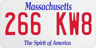 MA license plate 266KW8