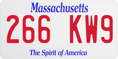 MA license plate 266KW9