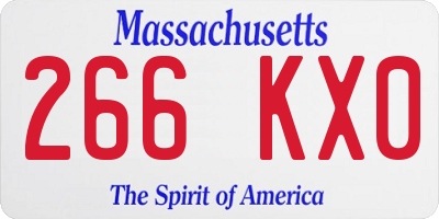 MA license plate 266KX0