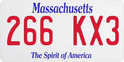 MA license plate 266KX3