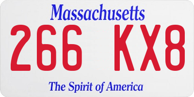 MA license plate 266KX8