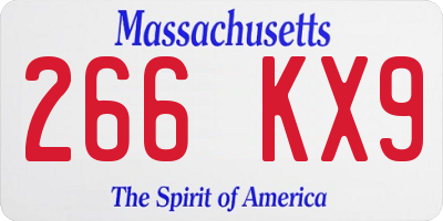 MA license plate 266KX9