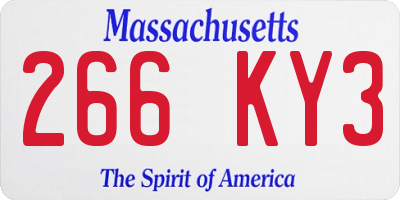 MA license plate 266KY3
