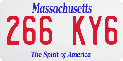 MA license plate 266KY6
