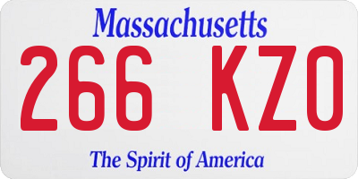 MA license plate 266KZ0