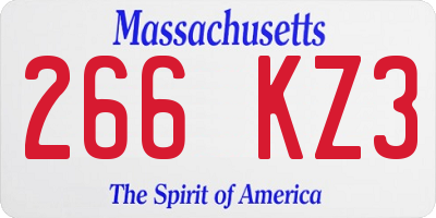 MA license plate 266KZ3